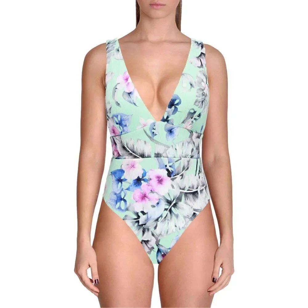 Tinibikini Womens Floral Padded One-Piece Swimsuit